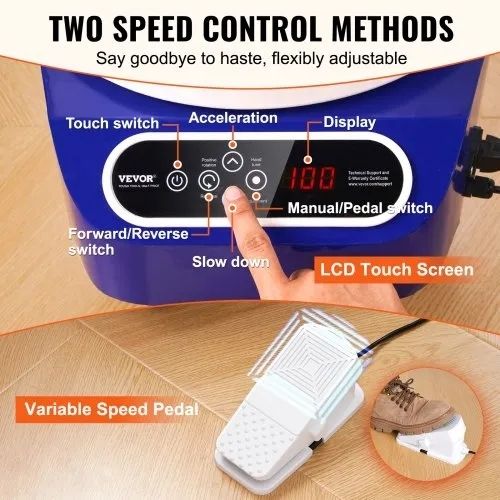 Pottery Wheel 27.9 cm Ceramic Wheel Foot Pedal Touch Screen 450W 3 Legs Blue