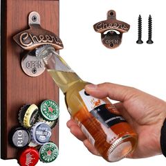 Magnetic Beer Bottle Opener Wall Mounted with Catcher, Novelty Beer Gift Ideas for Men Dad Husband Him, Cool Gadgets for Home Bar Accessories, Pub, Garden, Man Cave, Birthday Housewarming Presents
