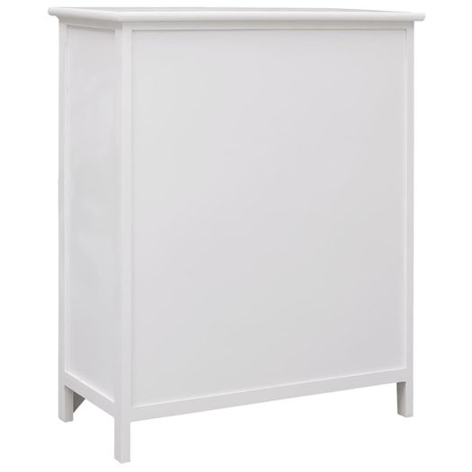 Side Cabinet with 6 Drawers White 60x30x75 cm Paulownia Wood