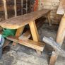 Handmade Wooden Table and 2 Benches Image 4