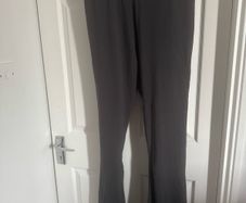 Dark Grey flare long length high waisted stretchy Primark pants size L UK18 EU46 Free post