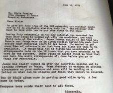 Elvis Memorabilia - 1970 Letter to Elvis re Las Vegas Show