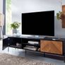 163cm TV Console in Black & Oak Finish Image 4