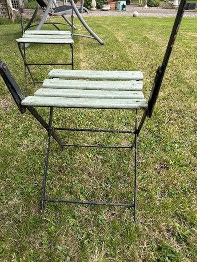 Pair of 1930s Vintage Green Folding Garden Chairs