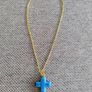 Ceramic glazed cross pendant on a gold coloured chain with a lobster clasp closure in excellent condition with no issues FREE STANDARD POSTAGE INCLUDED Image 3