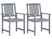 Garden Chairs 2 pcs Grey Solid Acacia Wood