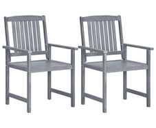 Garden Chairs 2 pcs Grey Solid Acacia Wood