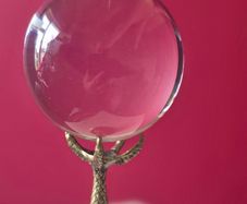 Crystal/ball and metal claw stand.