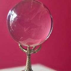 Crystal/ball and metal claw stand.
