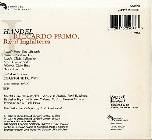 Free Postage! Handel: Riccardo Primo. 3 X CD.