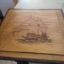 Wood Inlay Ship Wall Hanging Plaque signed R. Coffey. Image 7
