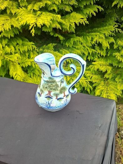 Large ceramic blue washing pitcher