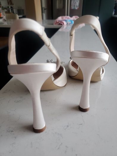 New Ivory Satin Slingbacks