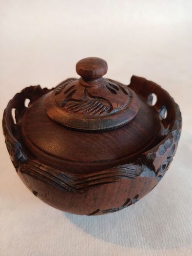 Antique Hand Carved Hardwood Treen Box