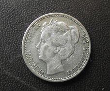 1901 Netherlands. Wilhelmina I. Silver 25 cents. Nice Condition!