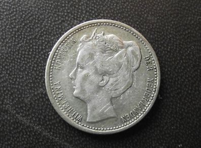 1901 Netherlands. Wilhelmina I. Silver 25 cents. Nice Condition!