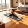 Foldable 3-panel gymnastics yoga pilates fitness mat with handles synthetic cover 180 x 60 x 5cm gray Image 3