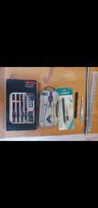 protractor, metric ruler , rotring set water and fade pens