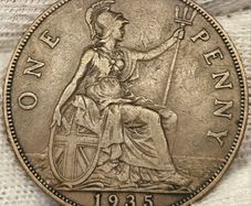 Great Britain 1935 Penny George V Very Nice Grade