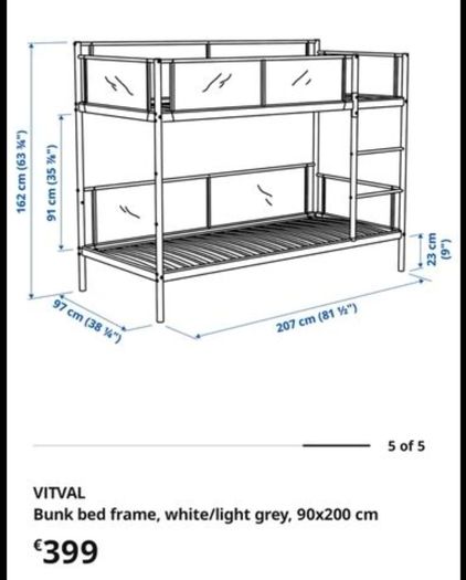 Ikea Vitval Bunk Beds + 2 Mattresses