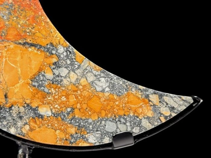 Maligano jasper Crescent Moon Shape - Natural Stone, Metal Stand