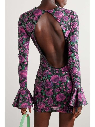 Rotate Birger Christensen Sequin Floral Mini Dress