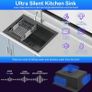 Stainless Steel Kitchen Sink,50 x 43cm,Inset Kitchens Sink,with Waste Kit,Drain Pipe,Pull-Out Drainer Basket,Suitable for Bathroom,Caravan Travelling Image 5