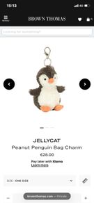 New JELLYCAT Amuseables Peanut Penguin Bag Charm