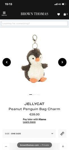 New JELLYCAT Amuseables Peanut Penguin Bag Charm