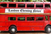(12" long) London Evening News Oxford Diecast Vintage Model Double Decker Red Bus
