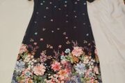 Elegant black floral midi dress for crossdresser