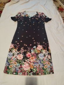 Elegant black floral midi dress for crossdresser