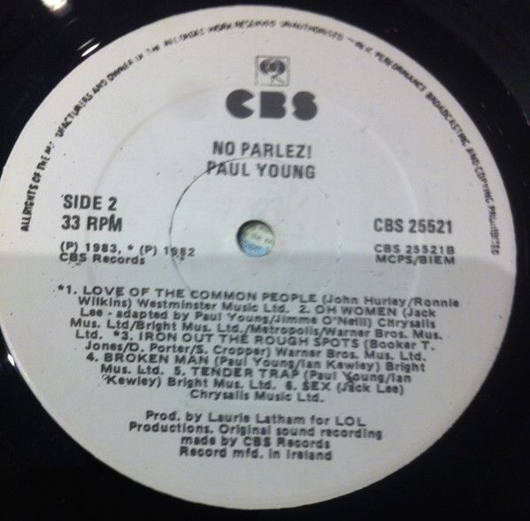 Paul Young  No Parlez white label Irish pressing
