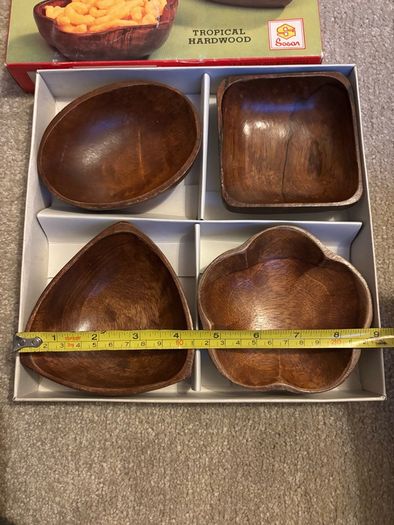 A Set of Vintage Handcrafted Tropical Hardwood Dishes