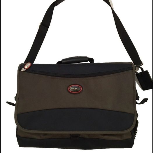 Eddie Bauer Computer Shoulder Bag Two-Tone Green Navy Tech Commuter Case