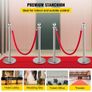 Retractable Silver Round Top Queue Control Barrier Posts Stands Security Stanchion Rope Divider with 1.5M Red Rope Crowd Control Barrier Silver Round top Column Image 2