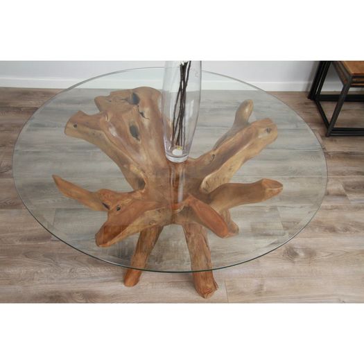 Rustic Dining Table - Tree Trunk Base