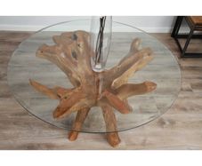 Rustic Dining Table - Tree Trunk Base