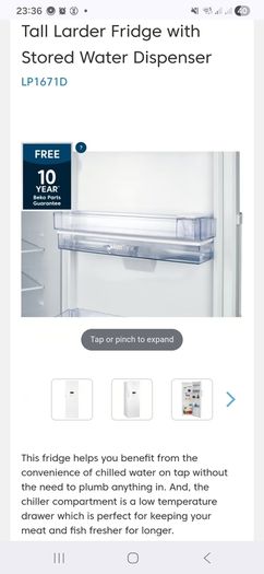 Larder Fridge with Water Dispenser