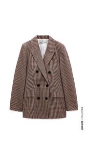 Zara Check Linen Blend Blazer XL