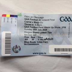 Mayo v Kerry 2026 All Ireland Final Ticket Stub - Hogan Stand Lower
