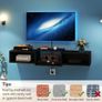Floating TV Stand Wall Mounted,Wood TV Cabinet Media Console Shelf,Floating TV Unit for Under TV Storage for Living Room Bedroom Office,Black Image 5