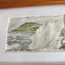 Framed miniature watercolor winter storm from Bray promenade Ireland Co Wicklow. signed Image 3