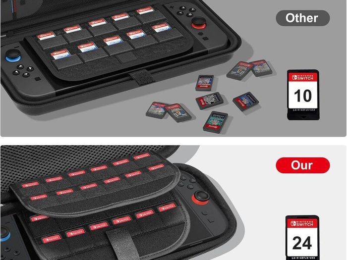 Large Capacity Carrying Case for Nintendo Switch 2 (2025) - 3 in 1 Accessories Bundle with 2 Screen Protectors, Thumb Grip Caps, 24 Game Cards/microSD | Gift Box Edition