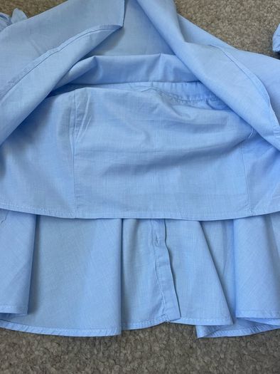 top Zara size large off the shoulder top cotton blue