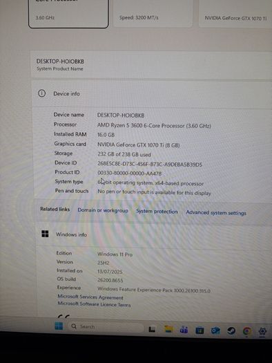 Ryzen 5 3600 16gb ram gtx 1070 ti