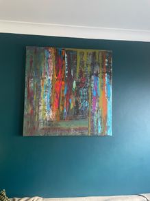 Large hand painted and signed canvas