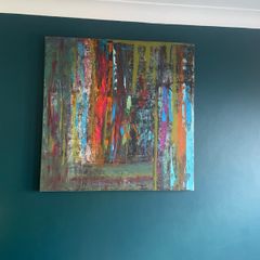 Large hand painted and signed canvas