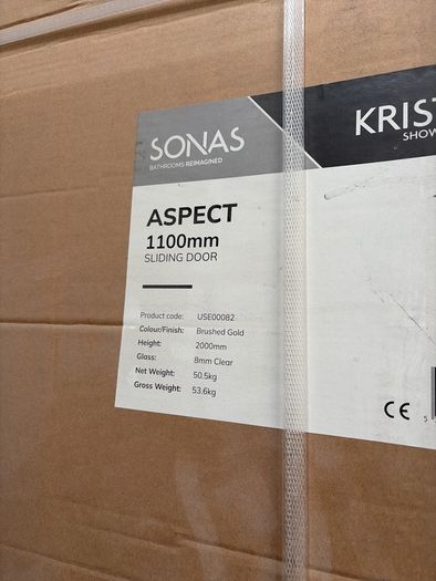 Aspect 1100mm sliding door brushed gold