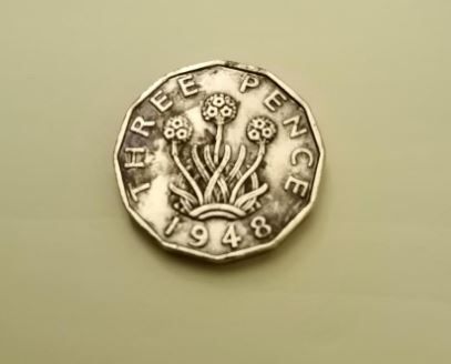 1948 George VI UK 12-sided Brass Thruppence